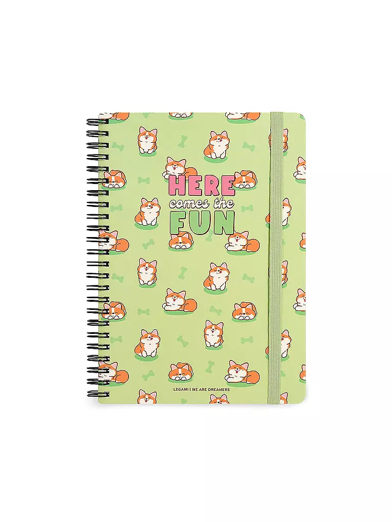 LEGAMI | Liniertes Notizbuch -Large - Spiralbindung - A5-Format CORGI  | keine Farbe
