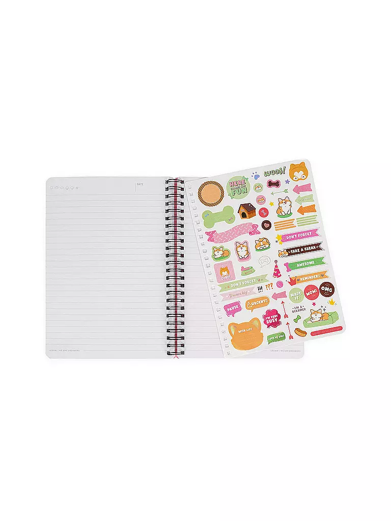 LEGAMI | Liniertes Notizbuch -Large - Spiralbindung - A5-Format CORGI | keine Farbe