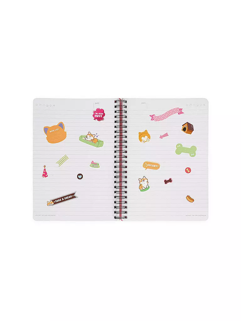 LEGAMI | Liniertes Notizbuch -Large - Spiralbindung - A5-Format CORGI | keine Farbe