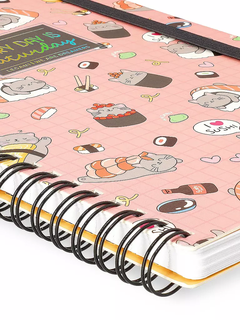 LEGAMI | Liniertes Notizbuch -Large - Spiralbindung - A5-Format SUSHI CAT  | keine Farbe