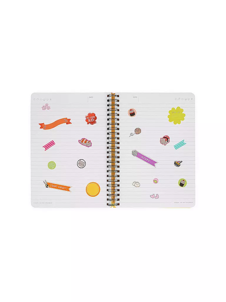 LEGAMI | Liniertes Notizbuch -Large - Spiralbindung - A5-Format SUSHI CAT  | keine Farbe