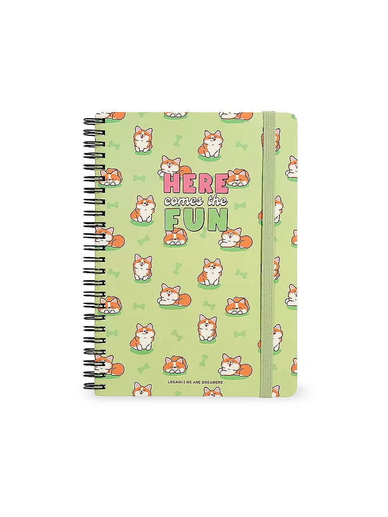 LEGAMI | Liniertes Notizbuch -Maxi - Spiralbindung - A4-Format CORGI | keine Farbe