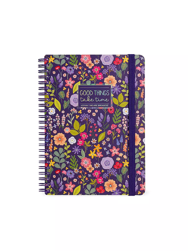 LEGAMI | Liniertes Notizbuch -Maxi - Spiralbindung - A4-Format FLOWERS | keine Farbe