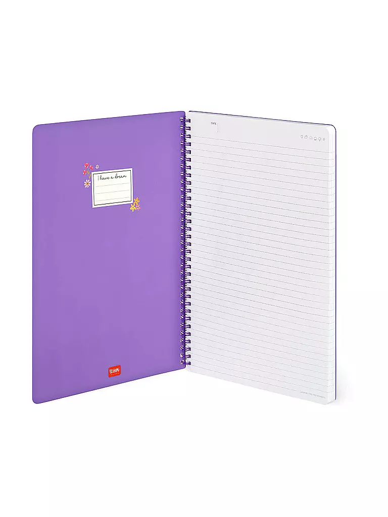 LEGAMI | Liniertes Notizbuch -Maxi - Spiralbindung - A4-Format FLOWERS | keine Farbe