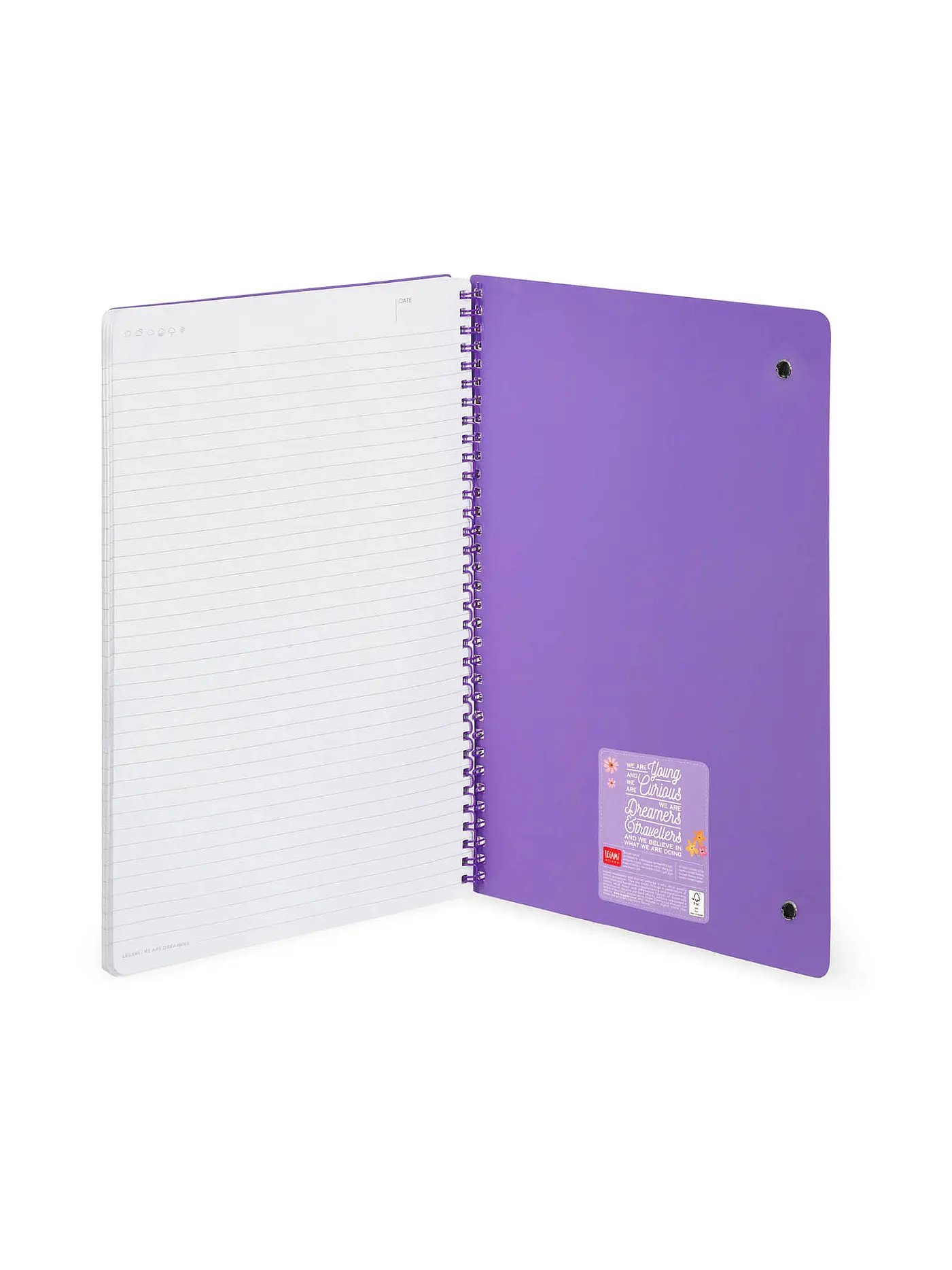 LEGAMI | Liniertes Notizbuch -Maxi - Spiralbindung - A4-Format FLOWERS | keine Farbe