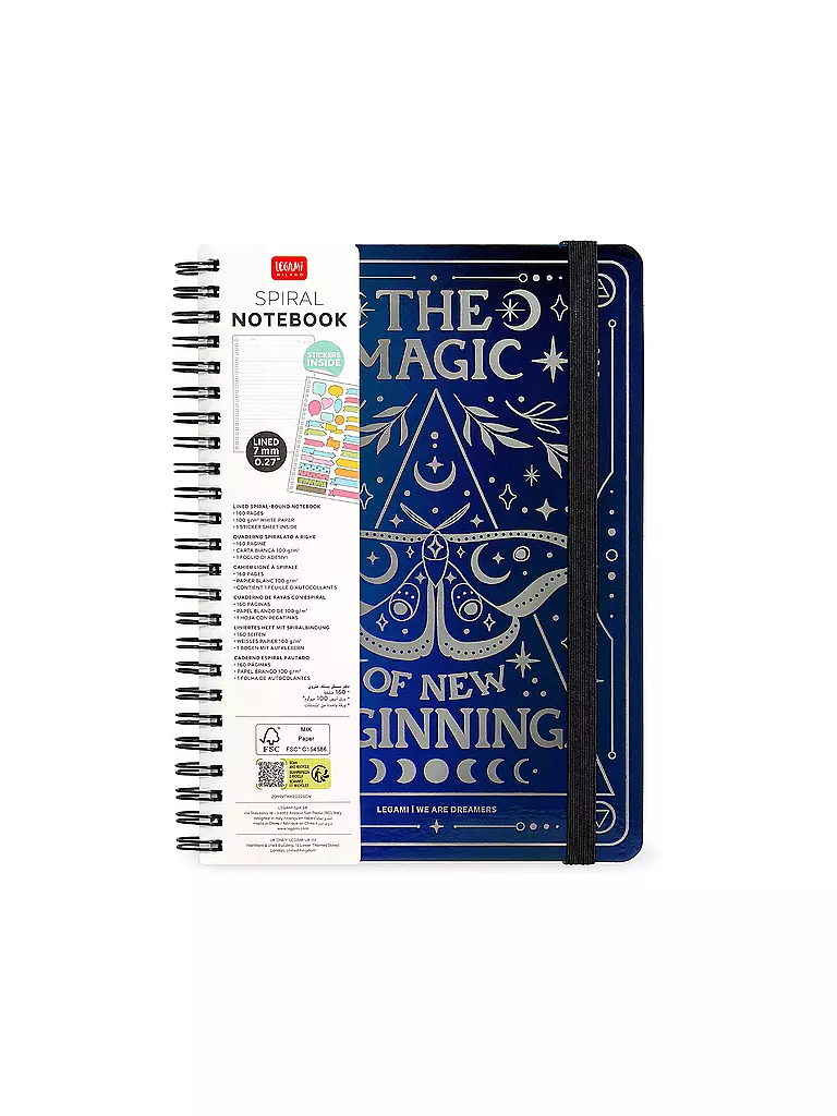 LEGAMI | Liniertes Notizbuch -Maxi - Spiralbindung - A4-Format MOTH | keine Farbe