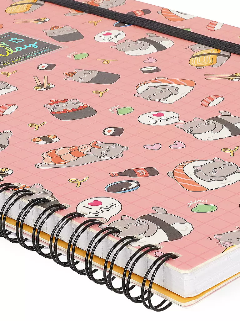 LEGAMI | Liniertes Notizbuch -Maxi - Spiralbindung - A4-Format SUSHI  CAT | keine Farbe