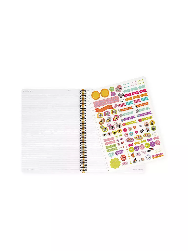 LEGAMI | Liniertes Notizbuch -Maxi - Spiralbindung - A4-Format SUSHI  CAT | keine Farbe