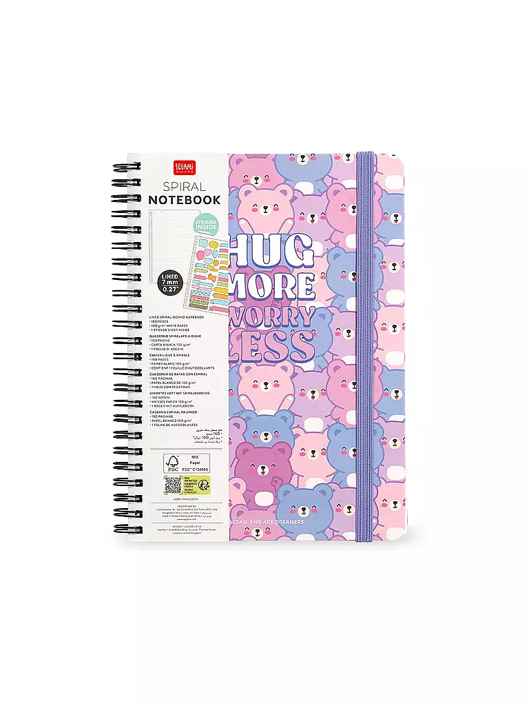 LEGAMI | Liniertes Notizbuch -Maxi - Spiralbindung - A4-Format TEDDY BEAR | keine Farbe