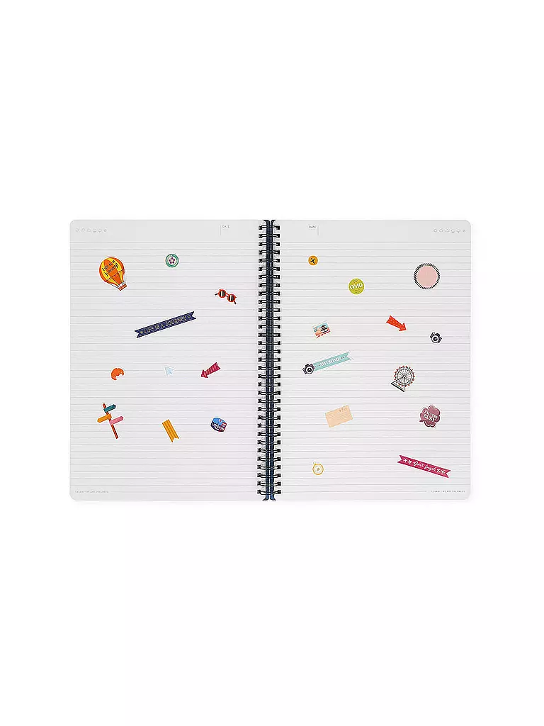 LEGAMI | Liniertes Notizbuch -Maxi - Spiralbindung - A4-Format TRAVEL STICKERS | keine Farbe