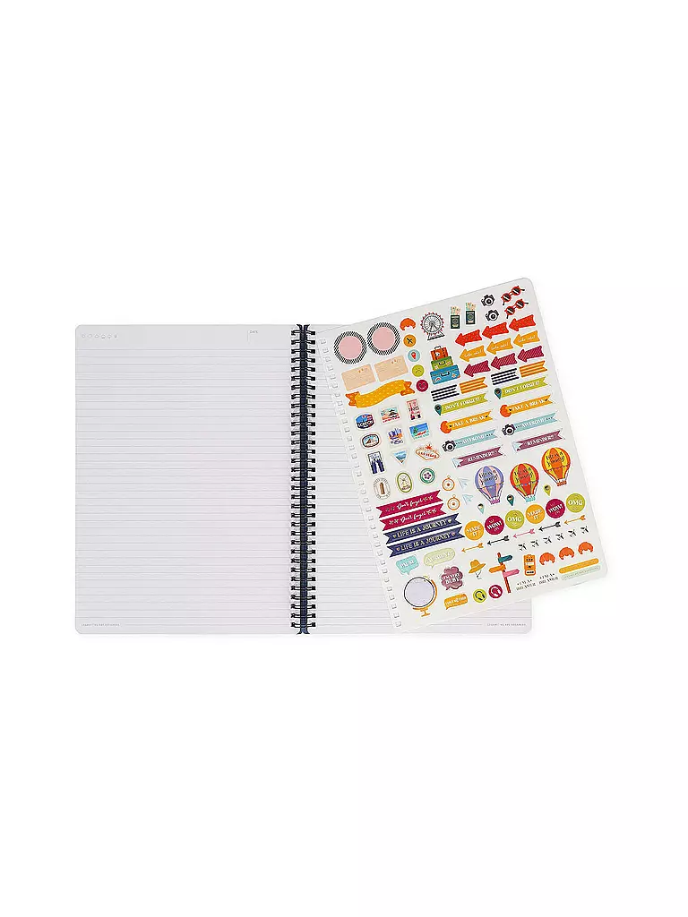 LEGAMI | Liniertes Notizbuch -Maxi - Spiralbindung - A4-Format TRAVEL STICKERS | keine Farbe