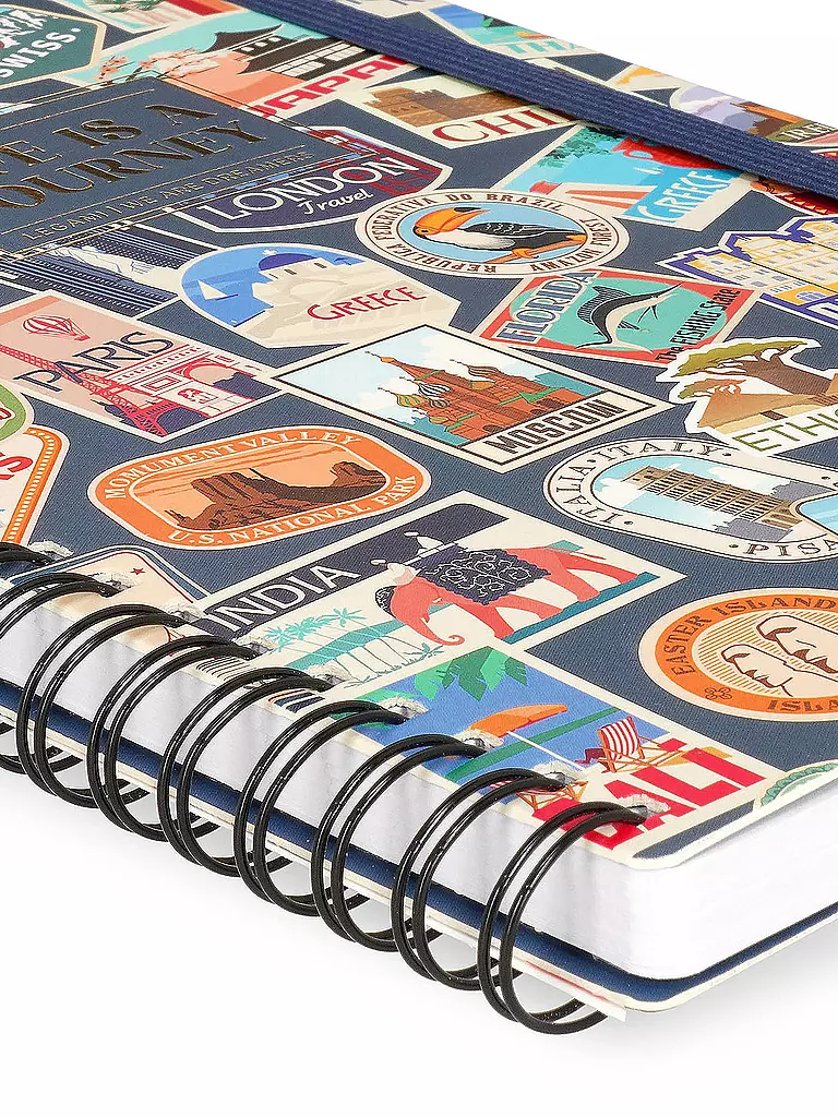 LEGAMI | Liniertes Spiralnotizbuch - A5 Blatt - Groß Travel Stickers | keine Farbe