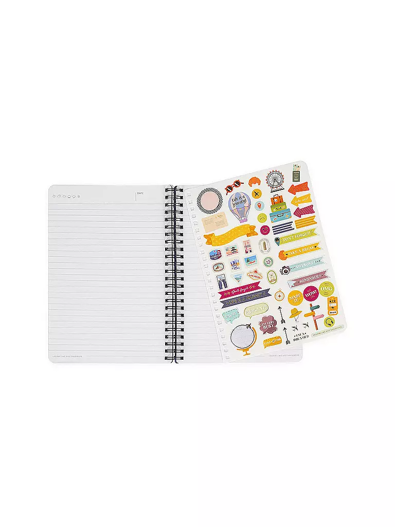 LEGAMI | Liniertes Spiralnotizbuch - A5 Blatt - Groß Travel Stickers | keine Farbe