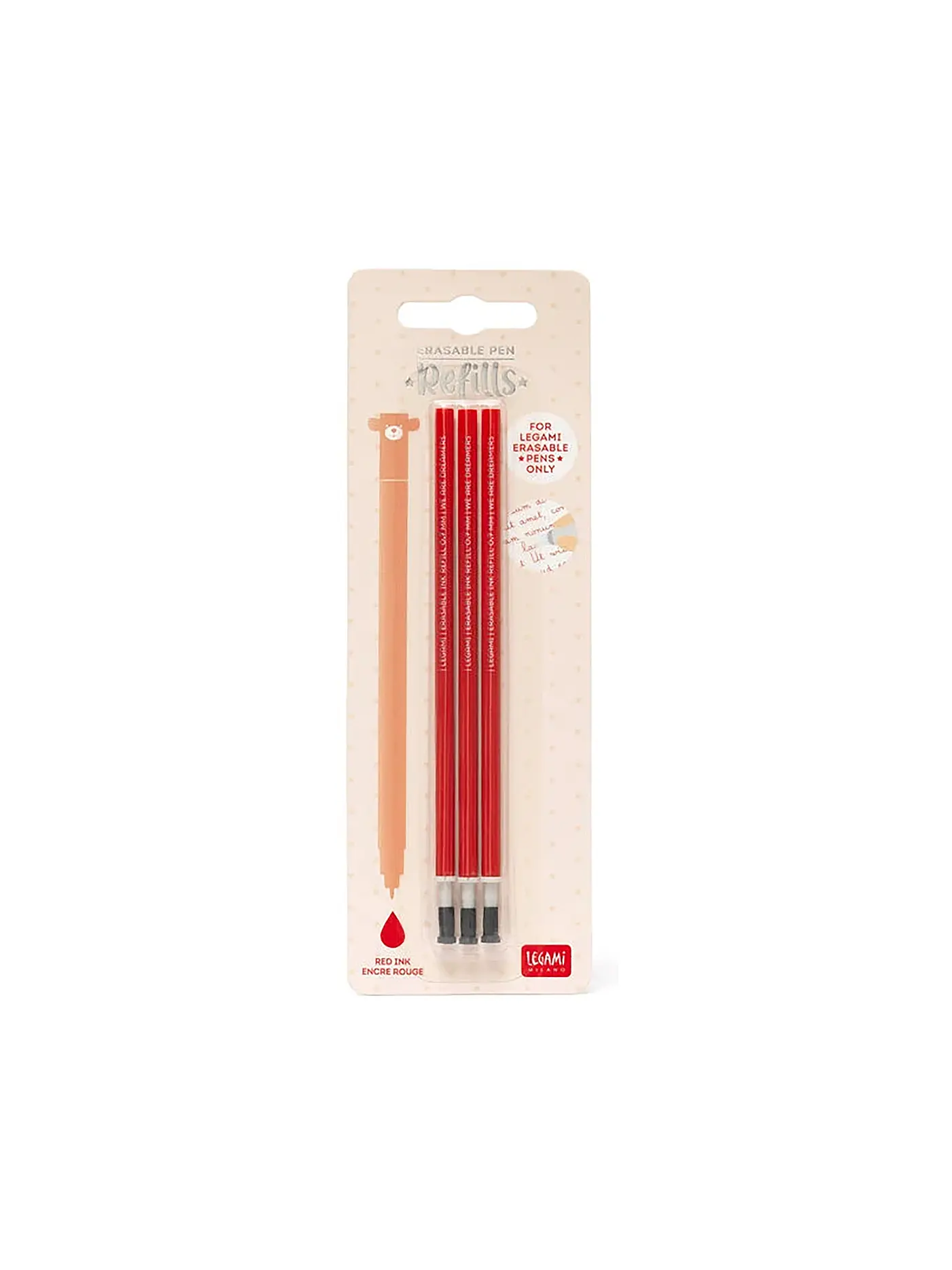 LEGAMI | Nachfüllung für radierbaren Gelstift 3er Pkg. Red | keine Farbe