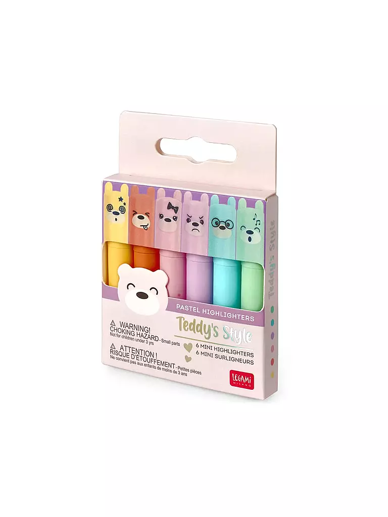 LEGAMI | Set mit 6 Mini-Textmarkern TEDDY'S STYLE | keine Farbe