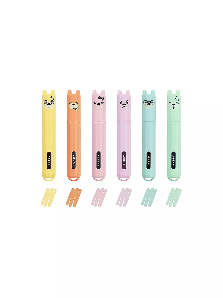LEGAMI | Set mit 6 Mini-Textmarkern TEDDY'S STYLE | keine Farbe