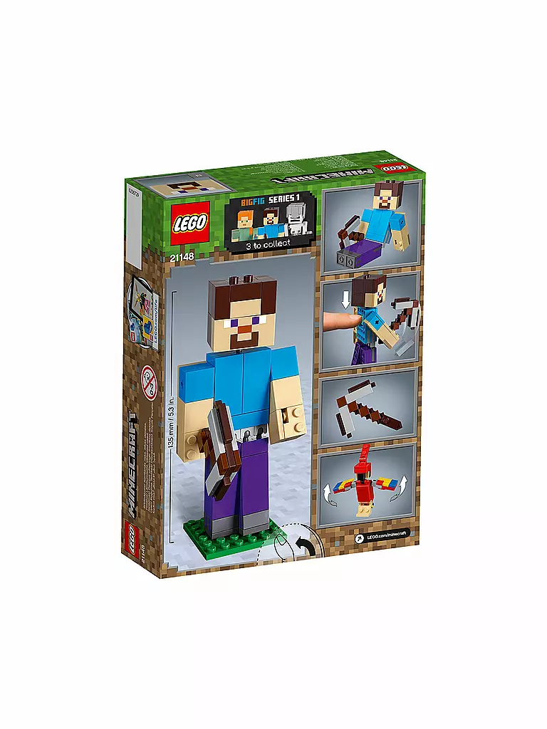 LEGO | Minecraft - Big Fig Steve mit Papagei 21148 | transparent