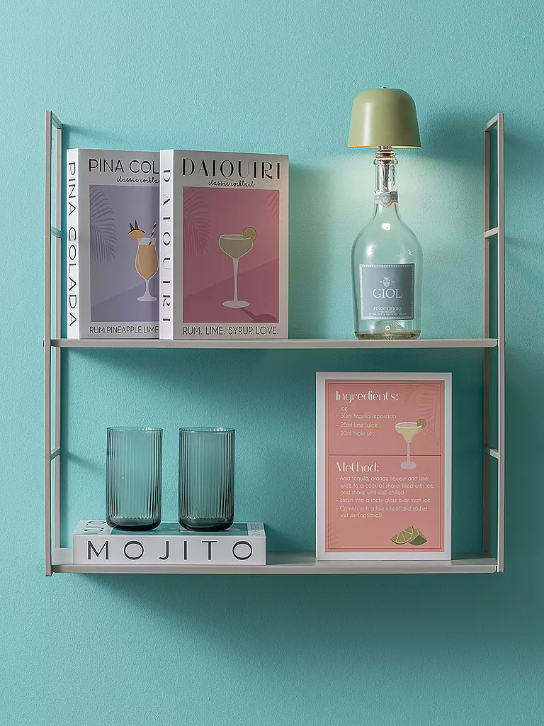 LEITMOTIV | LED Flaschenlampe CONE HAT Tea Green | hellblau