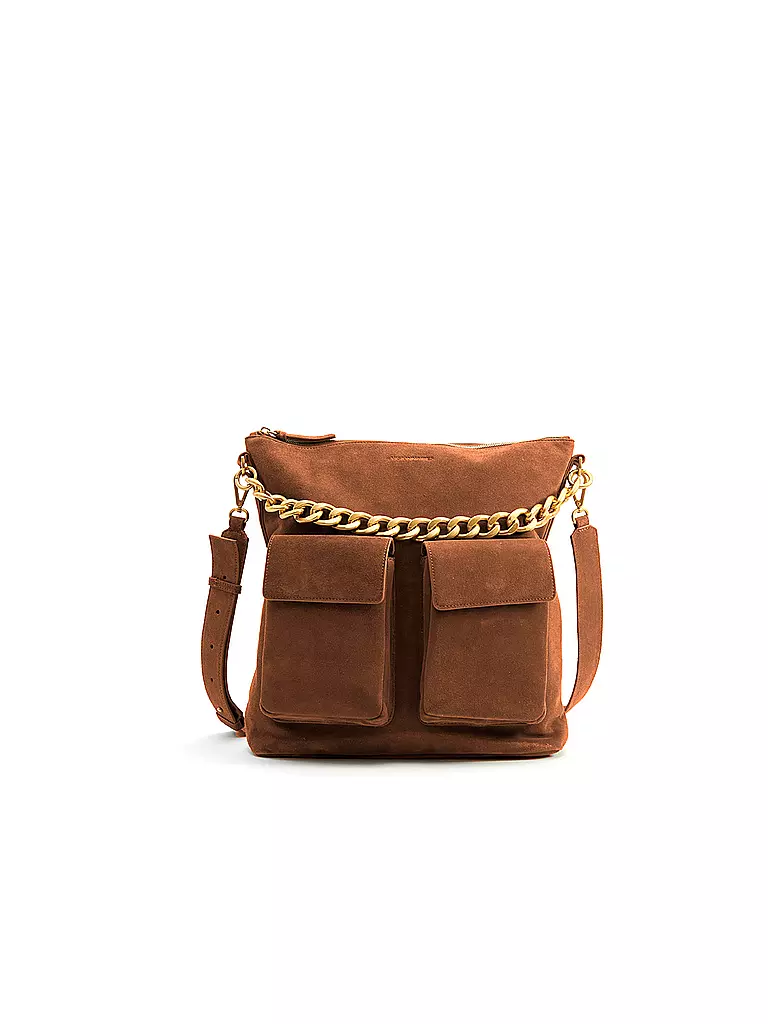 LES VISIONNAIRES | Ledertasche - Hobo Bag Anni Chain | braun