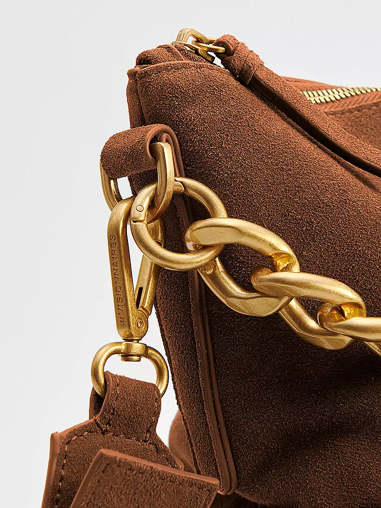 LES VISIONNAIRES | Ledertasche - Hobo Bag Anni Chain | braun