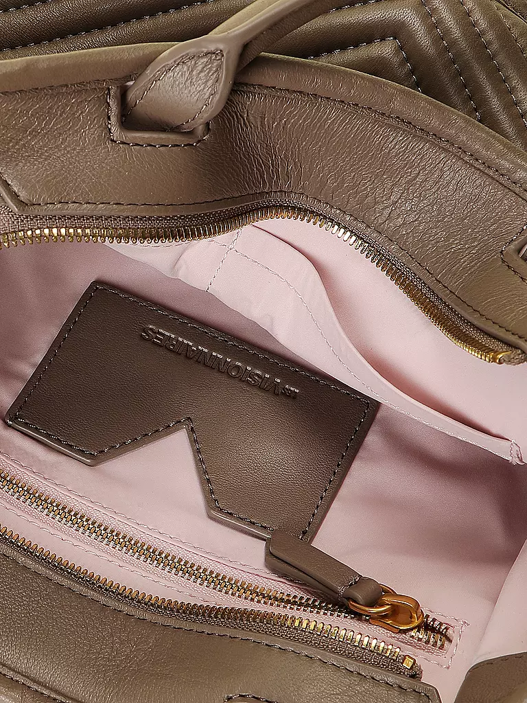 LES VISIONNAIRES | Ledertasche - Tot Bag LENA QUILTING | dunkelgrün