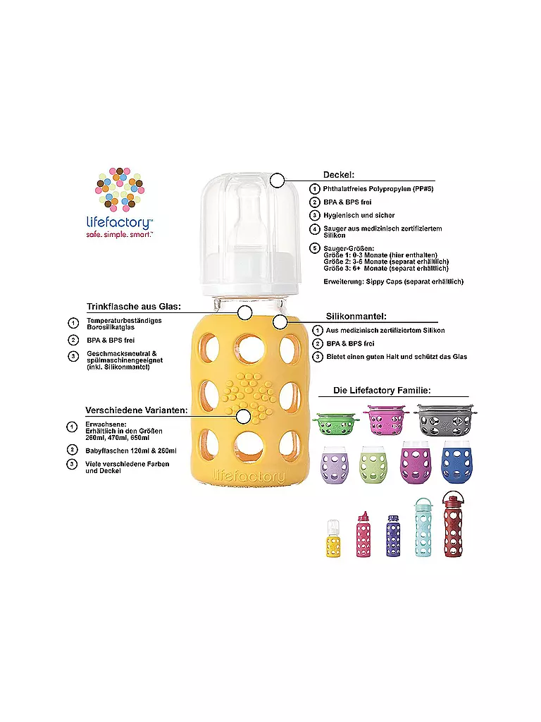 LIFEFACTORY | Babyflasche aus Glas 120ml | 
