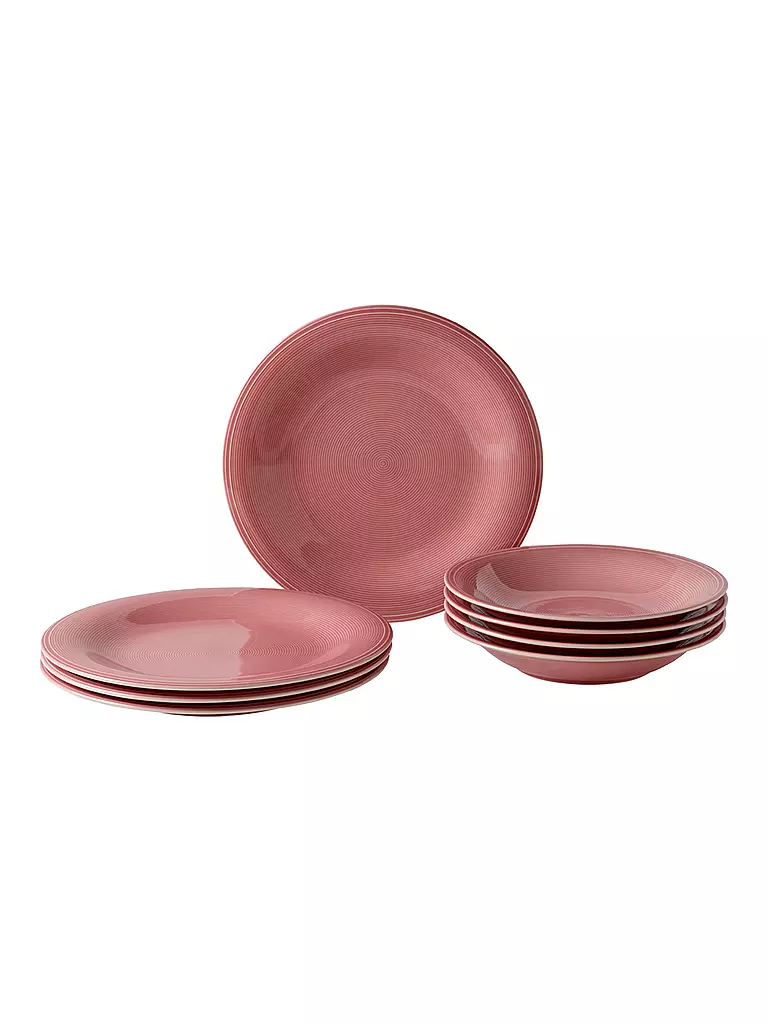 LIKE | Villeroy & Boch Group Color Loop - Speise- & Suppenteller-Set 8-tlg. (Rose) | rosa