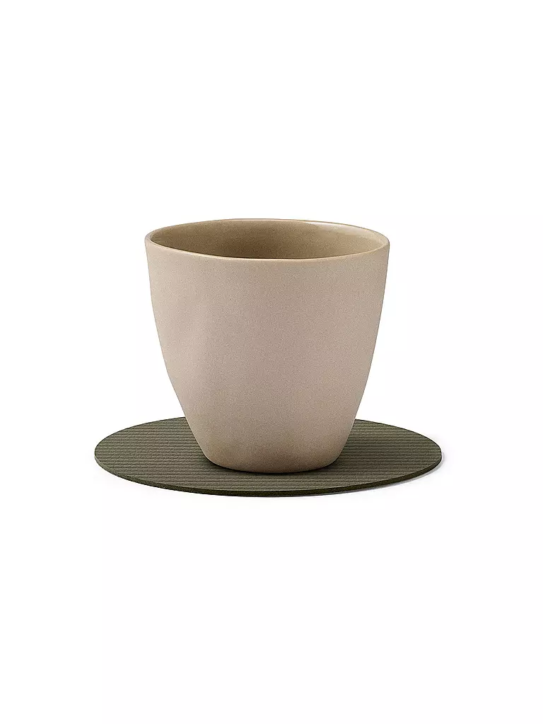 LIND DNA |  Glasuntersetzer 10cm CORDUROY RUND Army Green | dunkelgrün