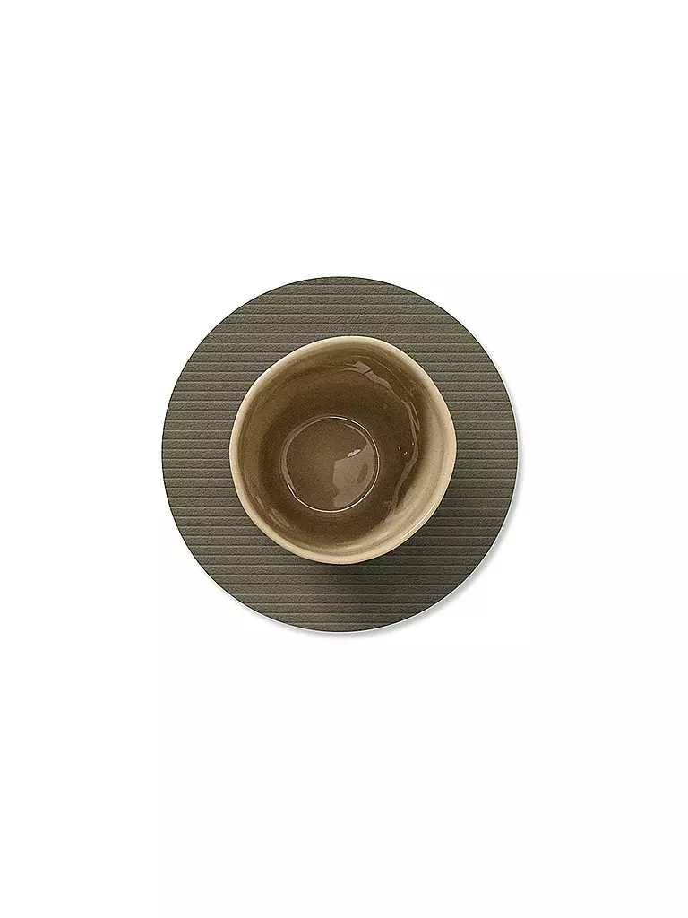 LIND DNA |  Glasuntersetzer 10cm CORDUROY RUND Army Green | hellgrau