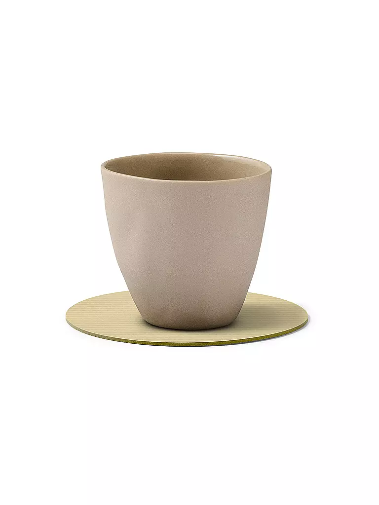 LIND DNA |  Glasuntersetzer 10cm CORDUROY RUND Lemon Sorbet  | beige