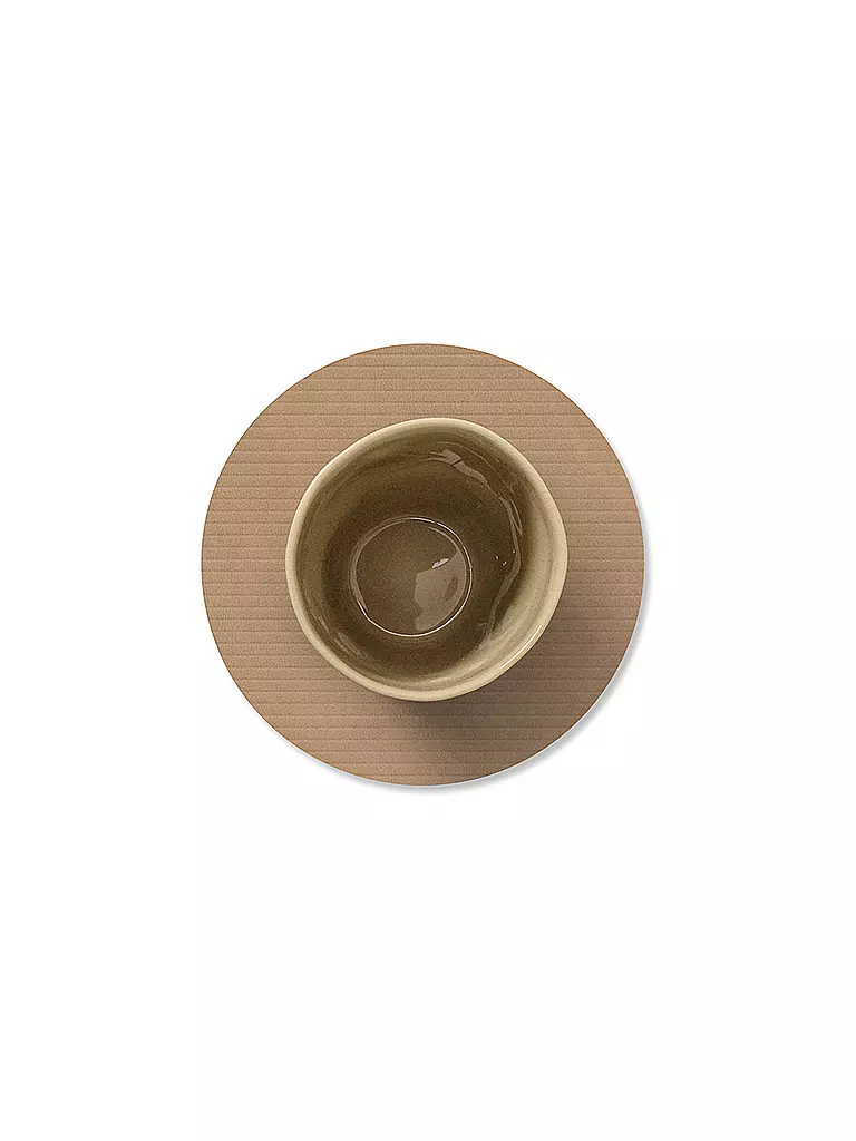 LIND DNA |  Glasuntersetzer 10cm CORDUROY RUND Nougat | hellgrau