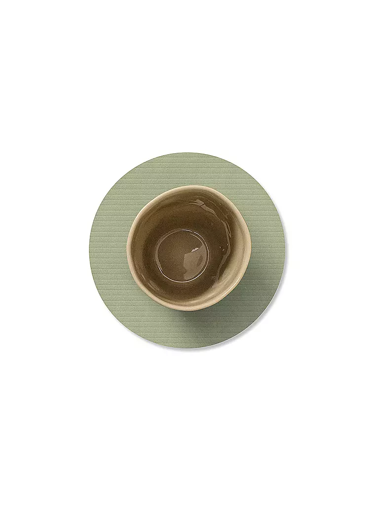 LIND DNA |  Glasuntersetzer 10cm CORDUROY RUND Olive Green | hellgrau