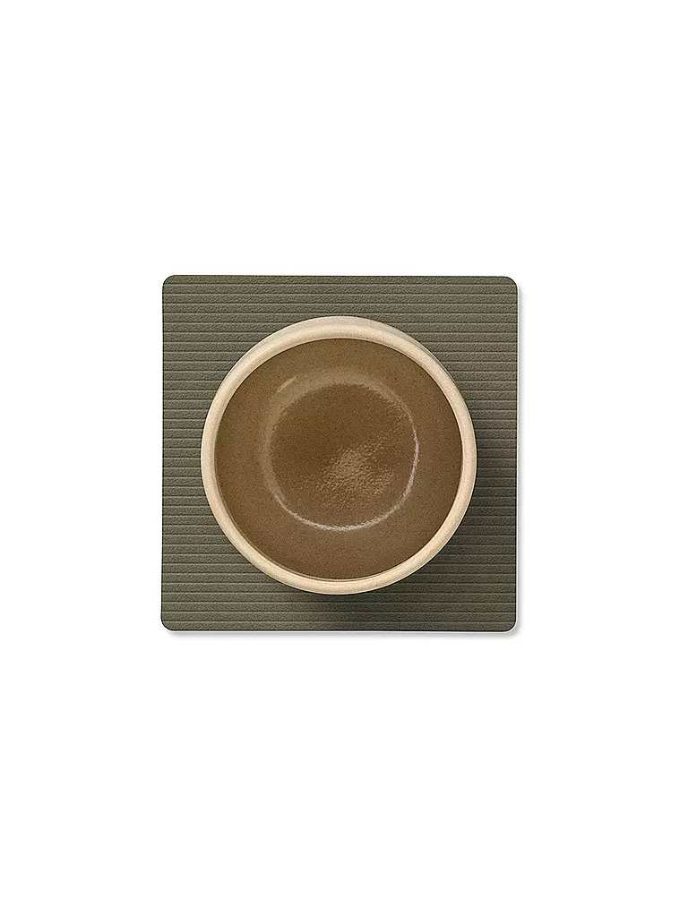 LIND DNA |  Glasuntersetzer 10x10cm CORDUROY ECKIG Army Green | hellgrau