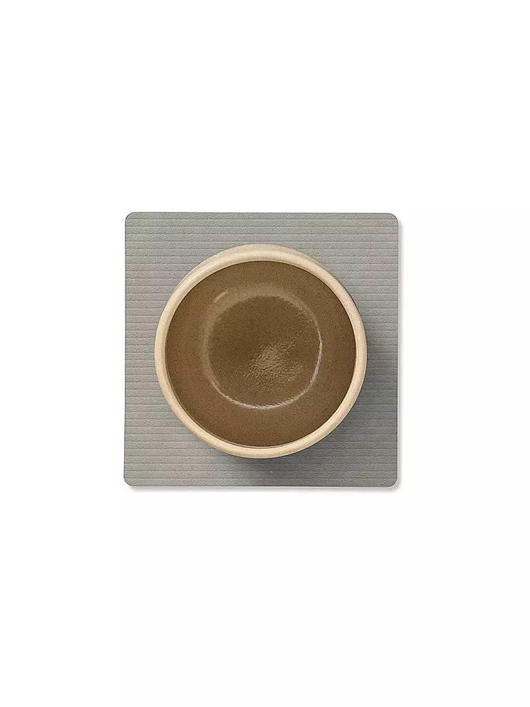 LIND DNA |  Glasuntersetzer 10x10cm CORDUROY ECKIG Light Grey | dunkelgrün