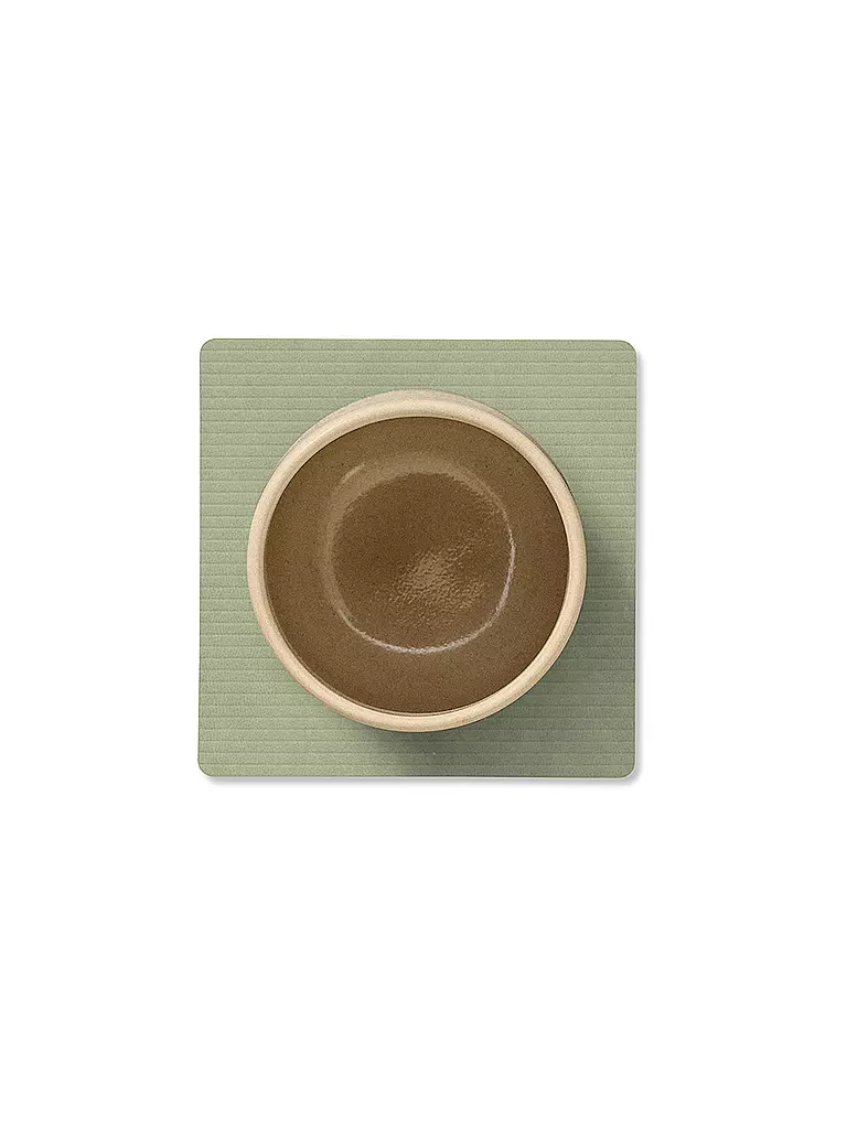 LIND DNA |  Glasuntersetzer 10x10cm CORDUROY ECKIG Olive Green | hellgrau