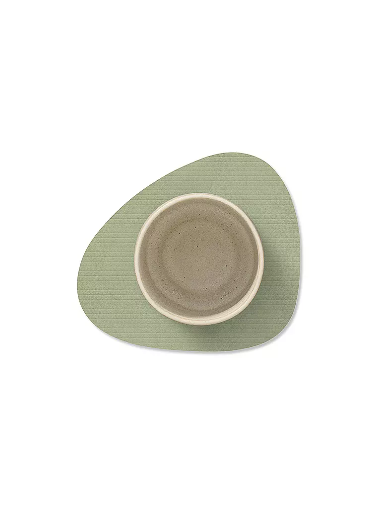 LIND DNA |  Glasuntersetzer 11x13cm CORDUROY OVAL Olive Green | hellgrau