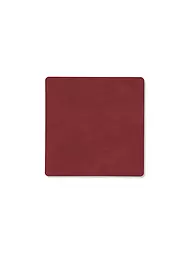LIND DNA | Leder-Untersetzer eckig 10x10cm Olive Green | rot