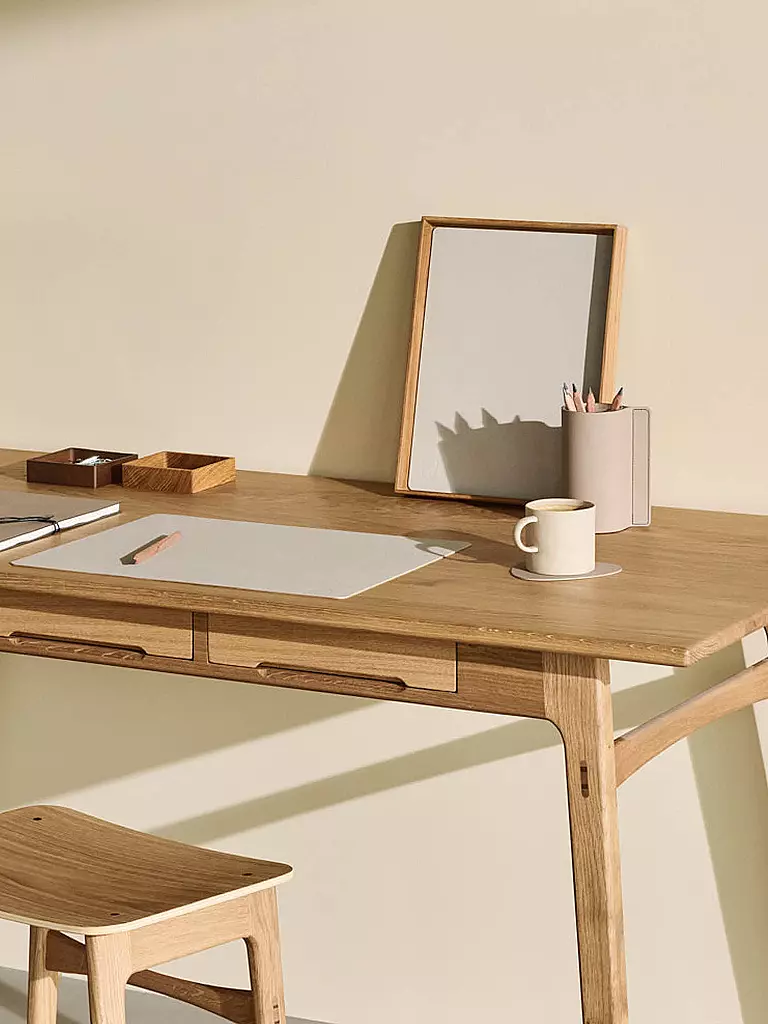 LIND DNA | Leder Tischset NUPO 35x45cm Oyster White | hellbraun