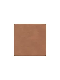 LIND DNA | Leder-Untersetzer eckig 10x10cm Olive Green | braun