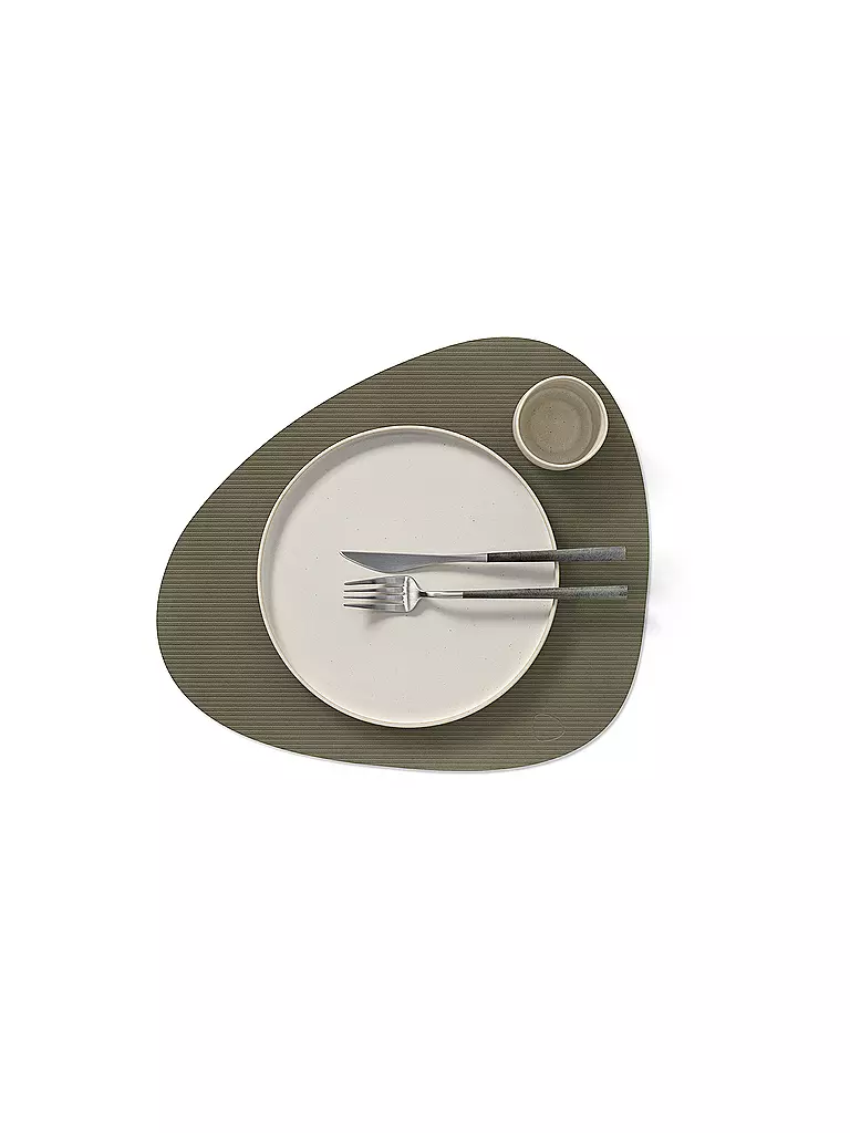 LIND DNA | Tischset 37x44cm CORDUROY OVAL Army Green  | dunkelgrün
