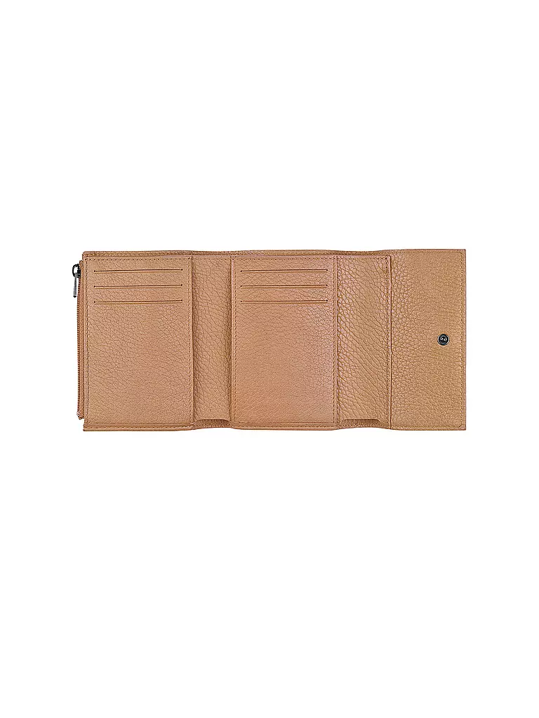 LONGCHAMP | Roseau Brieftasche im Kompaktformat, Black | beige