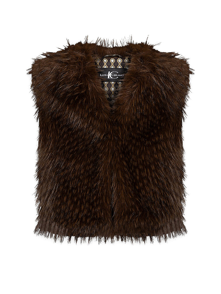 LUISA CERANO Gilet in Felloptik braun | 34