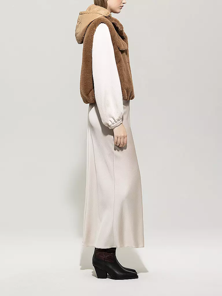 LUISA CERANO | Gilet in Felloptik  | hellbraun