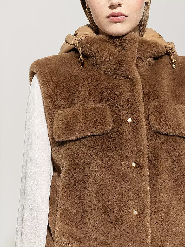 LUISA CERANO | Gilet in Felloptik  | hellbraun