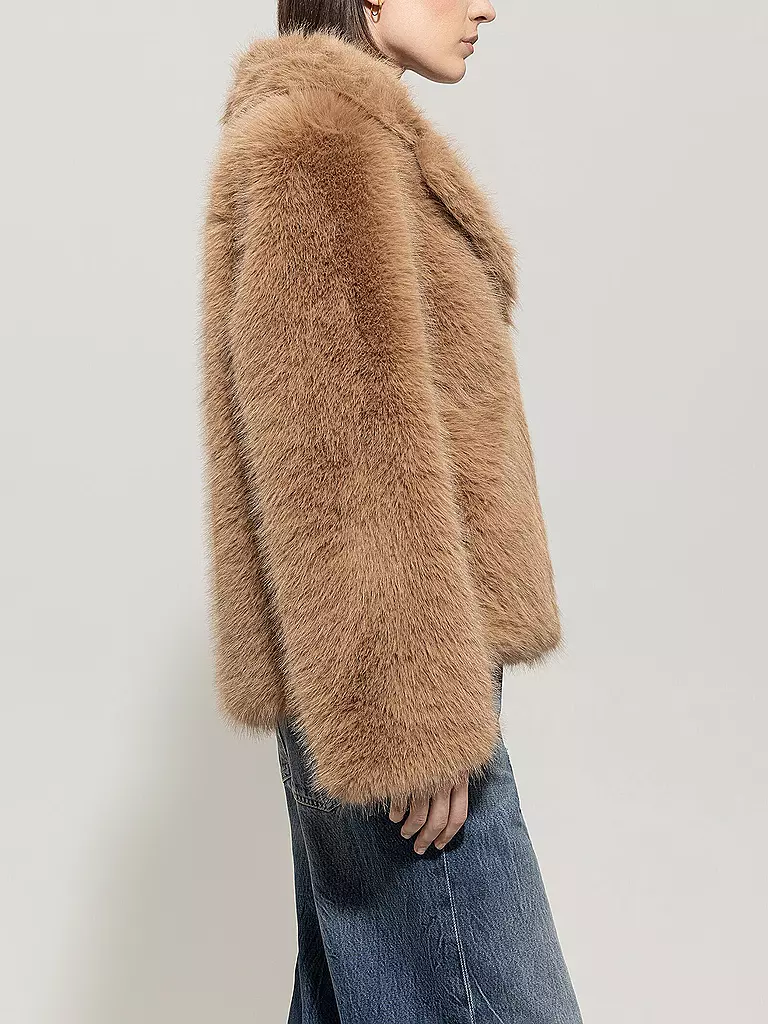 LUISA CERANO | Jacke in Felloptik  | hellbraun