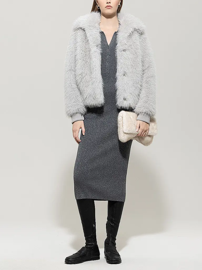 LUISA CERANO | Jacke in Felloptik | hellgrau