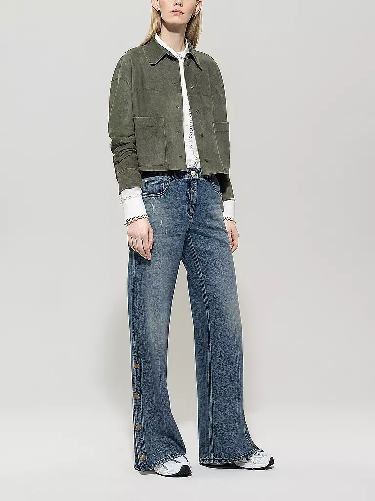 LUISA CERANO | Lederjacke | petrol