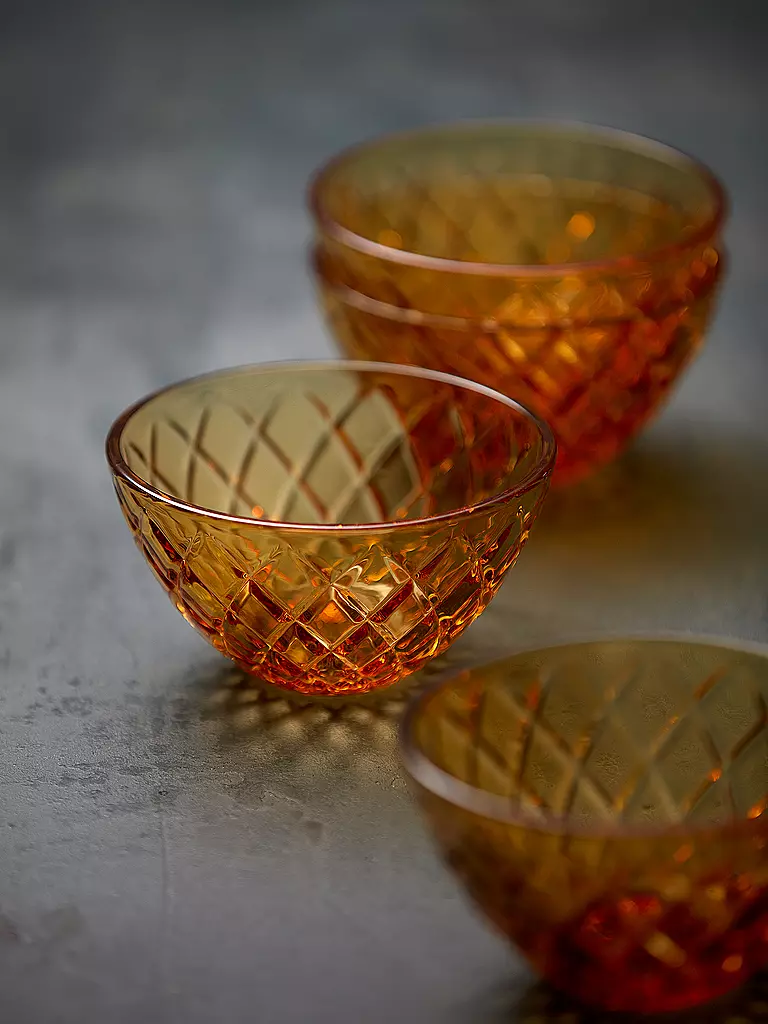 LYNGBY GLAS | Schale 4tlg. 12cm SORRENTO Amber | gelb