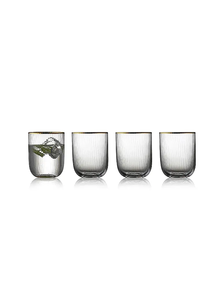 LYNGBY GLAS | Tumbler Set 4tlg. mit Goldkante PALERMO 35cl | Transparent