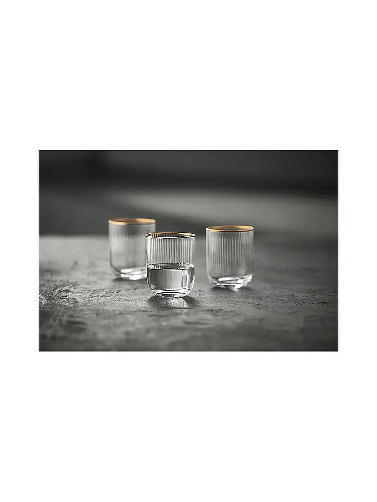 LYNGBY GLAS | Tumbler Set 4tlg. mit Goldkante PALERMO 35cl | Transparent